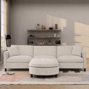 107.87'Sectional Sofa Couch With 1 Ottoman,Seat Cushion and Back Cushion Removable