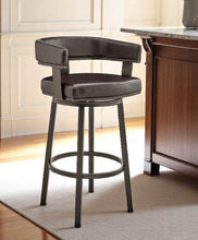 Load image into Gallery viewer, Faux Leather Swivel Low Back Counter Height Bar Chair - Chocolate And Gray
