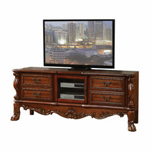 Load image into Gallery viewer, Wood Poly Resin Glass TV Console - Cherry Oak
