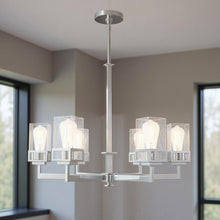 Load image into Gallery viewer, 30" Six Light Dimmable Chandelier With Shades - Silver
