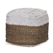 Load image into Gallery viewer, Cotton Jute Color Block Cube Pouf Ottoman - White / Black / Natural
