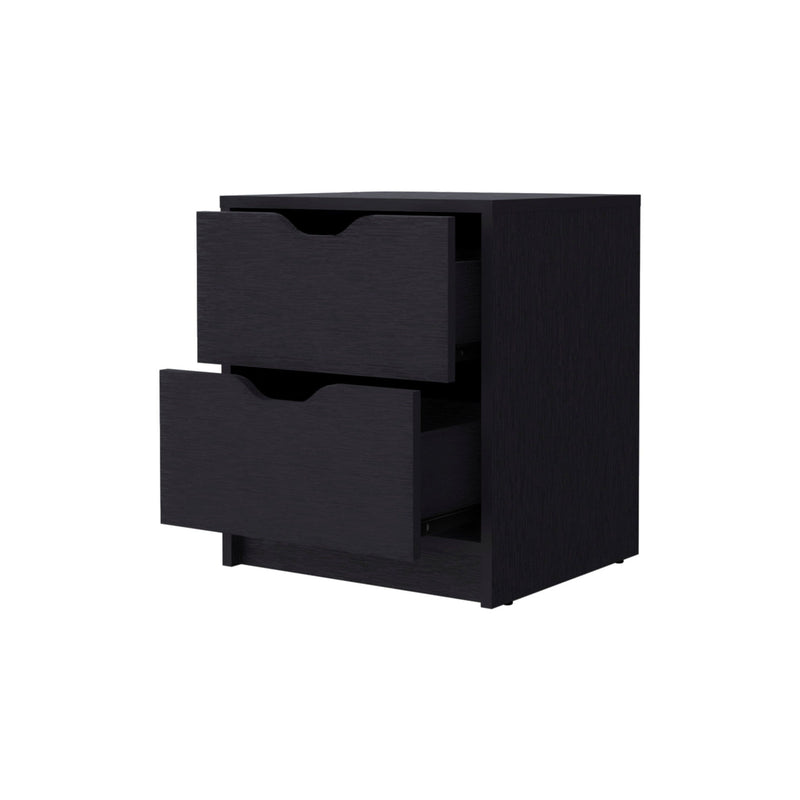 19" Two Drawer Nightstand With Integrated Tech - Black