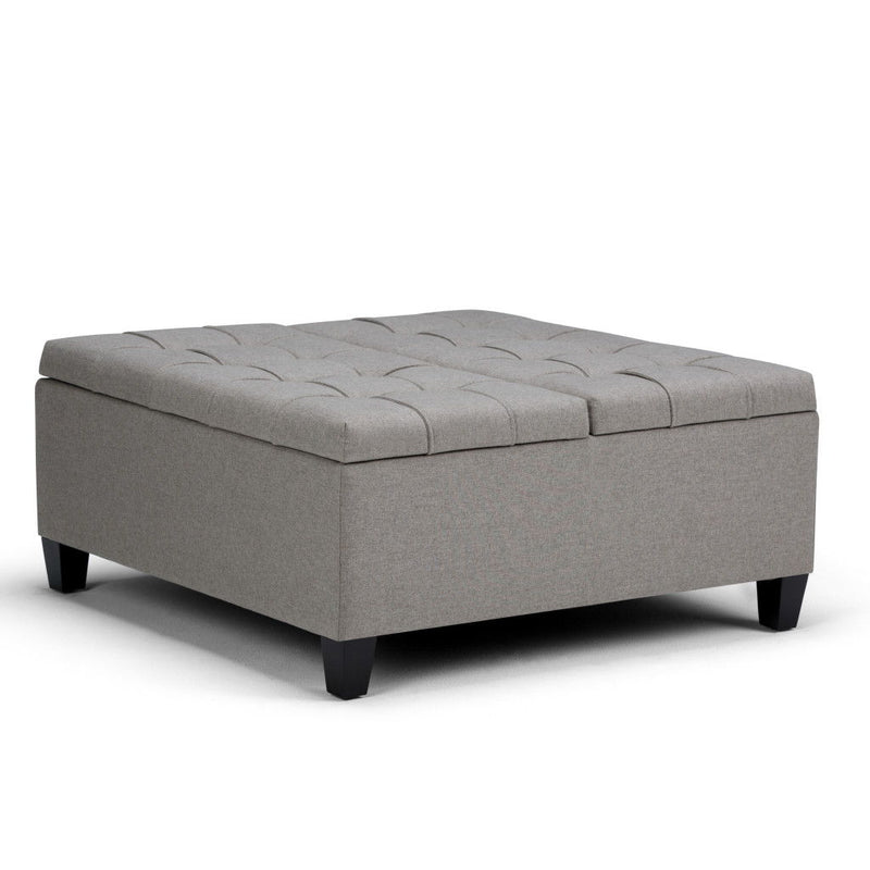 Fabric Cocktail Ottoman With Storage - Gray / Espresso