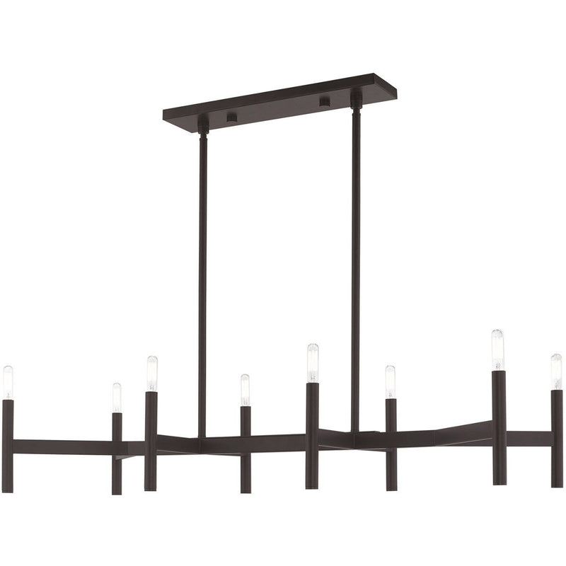 19" Eight Light Dimmable Chandelier With Shades - Bronze