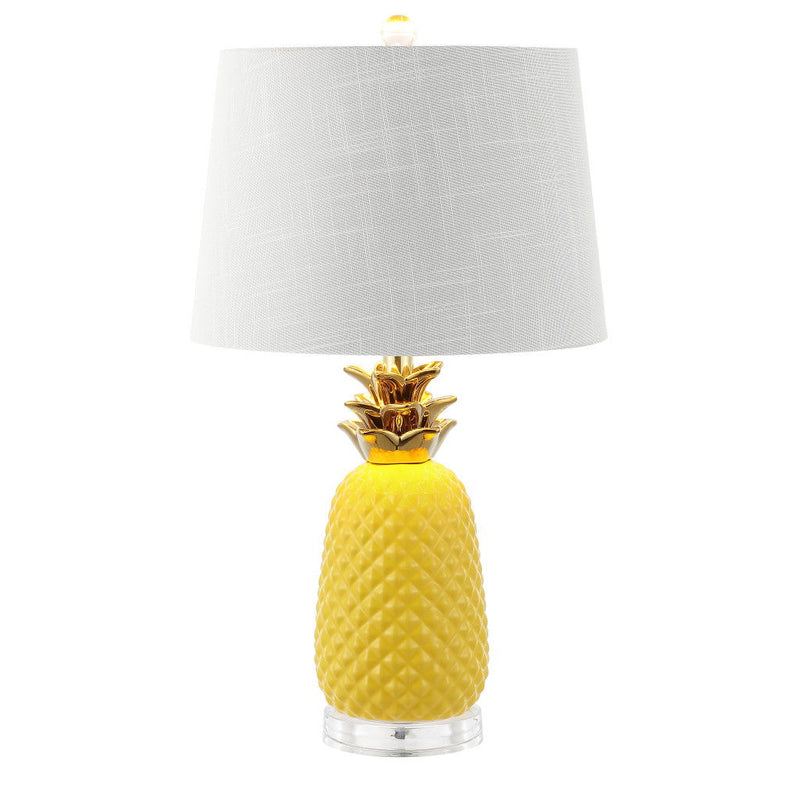Pineapple Table Lamp With Globe Shade - Yellow