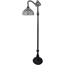 Load image into Gallery viewer, 72" Traditional Shaped Floor Lamp With White Peacock Feather Stained Glass Dome Shade - Brown

