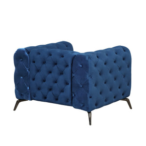 40.5" Velvet Upholstered Accent Sofa,Modern Single Sofa Chair with Button Tufted Back,Modern Single Couch for Living Room,Bedroom,or Small Space,Blue