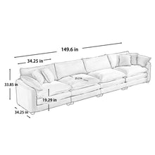 Load image into Gallery viewer, Modern Upholstered 4 Seater Fabric Sofa With Arm And Throw Pillows
