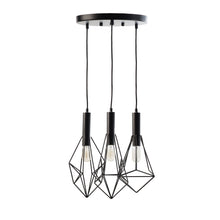 Load image into Gallery viewer, Three Light Metal Chandelier With Shades - Black / Clear
