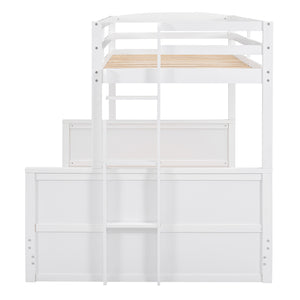 Wood Twin over Full Bunk Bed with Hydraulic Lift Up Storage, White