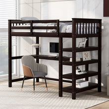 Load image into Gallery viewer, Loft Bed With Storage Shelves And Under Bed Desk
