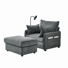 Load image into Gallery viewer, Comfy Corduroy Oversized Chaise Lounge Chair With Ottoman And Storage
