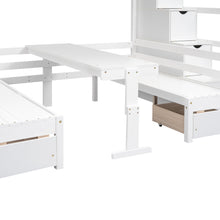 Load image into Gallery viewer, Full over Full Size Bunk with staircase,the Down Bed can be Convertible to Seats and Table Set,White
