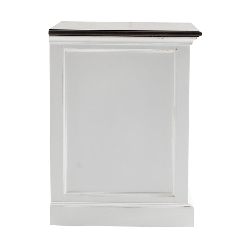 Three Drawer Wood Nightstand - White And Brown
