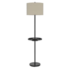 Load image into Gallery viewer, Tray Table Floor Lamp With Beige Drum Shade - Bronze
