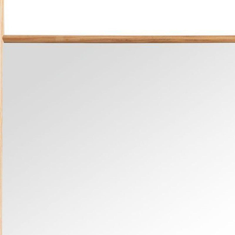 71" Solid Wood Ladder Leaning Framed Full Length Mirror - Natural