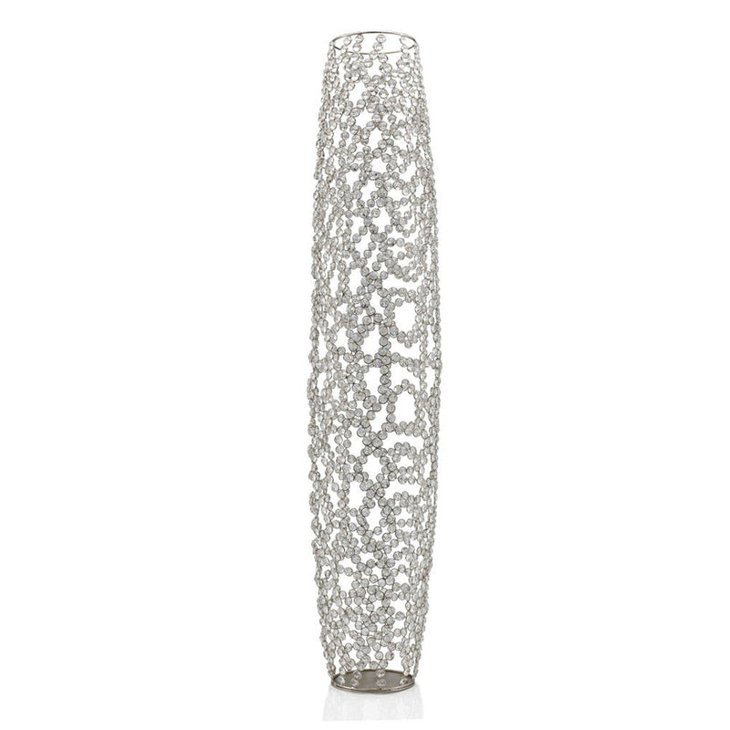 Oval Floor Vase With Faux Crystals (480046) - Silver