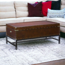 Load image into Gallery viewer, 42" Manufactured Wood And Metal Rectangular Coffee Table - Brown
