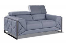 Load image into Gallery viewer, Italian Leather Loveseat - Light Blue / Black
