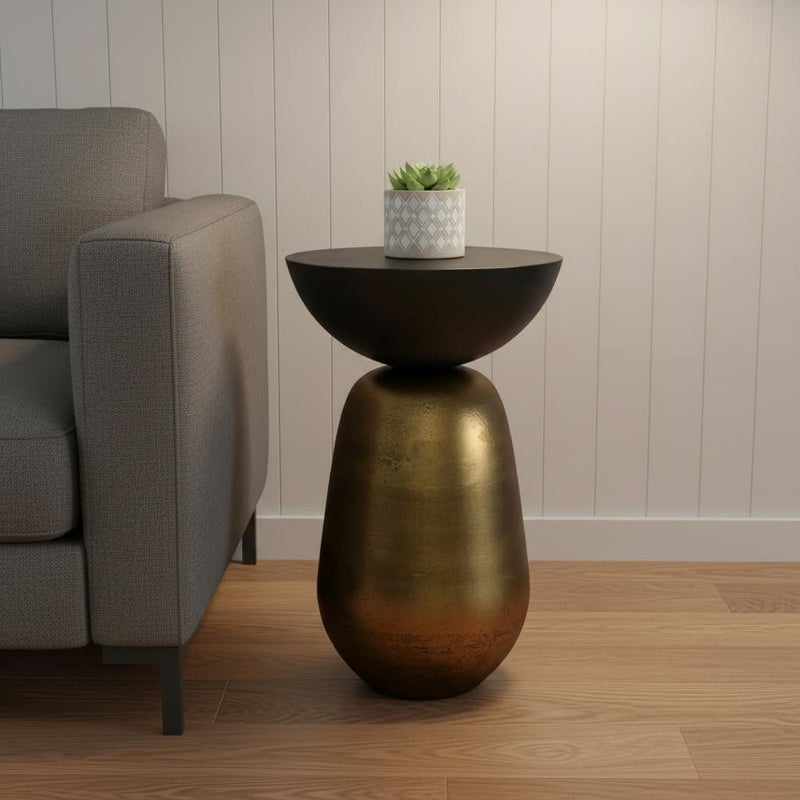 24" Aluminum Round End Table - Black