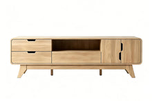 Load image into Gallery viewer, Enclosed Open Storage TV Stand With Fireplace - Beige
