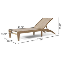 Load image into Gallery viewer, Outdoor Rattan Wicker Chaise Lounge With Acacia Wood Frame - Light Brown
