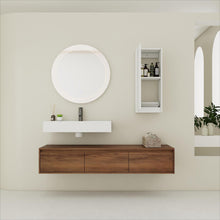 Load image into Gallery viewer, Modern Wall Mounted Bathroom Vanity With Resin Sink And Side Cabinet - Brown Ebony
