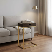 Load image into Gallery viewer, Laminated Drawer Accent Table - Cappuccino Finish And Gold
