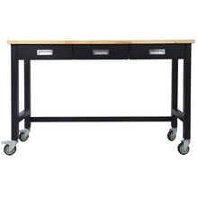 Load image into Gallery viewer, Work Bench, Workbench With Drawer Storage, Heavy Duty Bamboo Wood Work Table With Wheels For Garage Home Office
