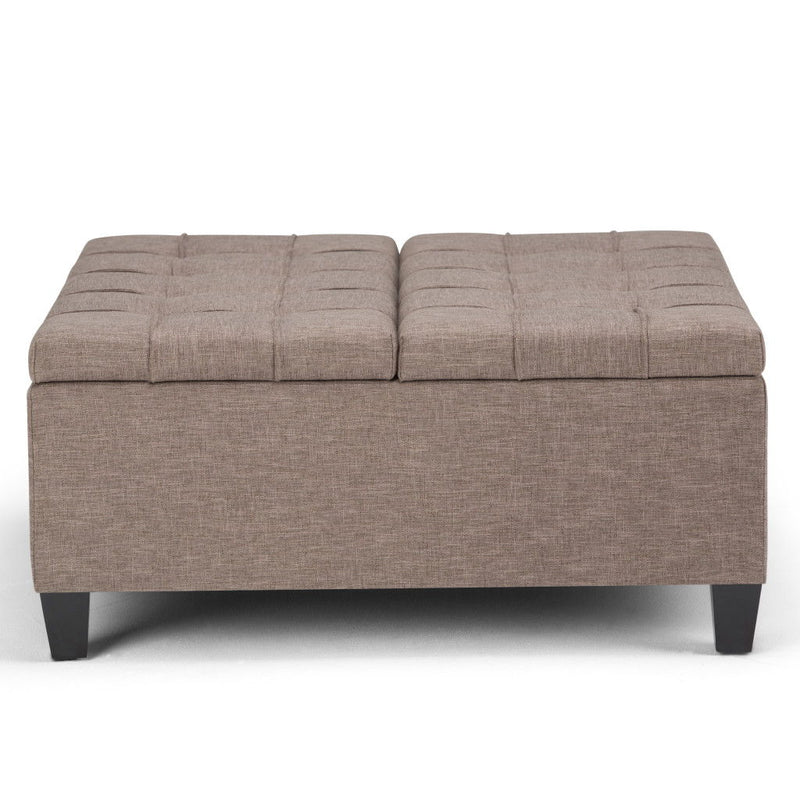 Fabric Cocktail Ottoman With Storage - Brown / Espresso