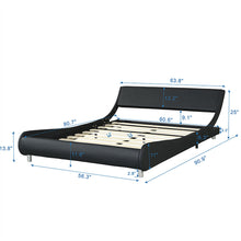 Load image into Gallery viewer, Queen Size Upholstered Platform Bed Frame With LED Lighting, Curve Design, Slat Support, No Box Spring Needed - Black
