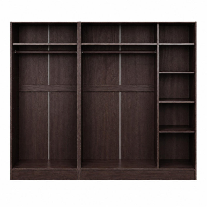 Solid Wood Five Door Combo Dresser - Dark Brown