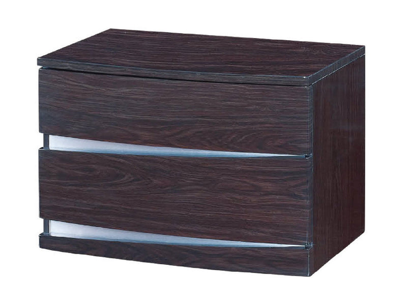17" Two Drawers Manufactured Wood Mirrored Nightstand - Dark Brown