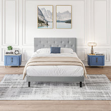 Load image into Gallery viewer, Modern Upholstered Platform Bed Frame With Button Tufted Fabric Headboard
