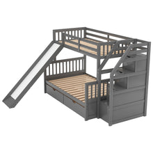 Load image into Gallery viewer, Bunk Bed With Storage Staircase, Slide, Desk, Drawers, And Shelves
