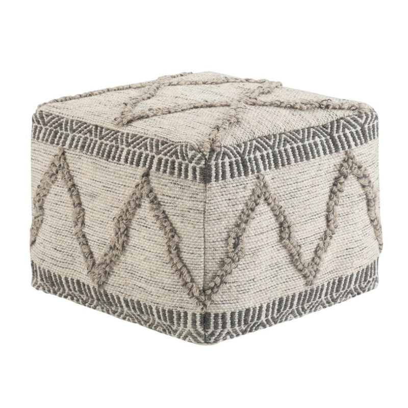 18" Wool Pouf Ottoman - Gray