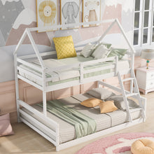 Load image into Gallery viewer, Twin over Full House Bunk Bed with Built-in Ladder,White
