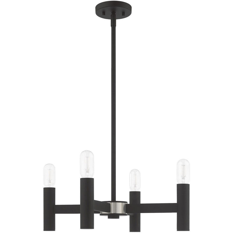 19" Four Light Dimmable Chandelier With Shades - Black