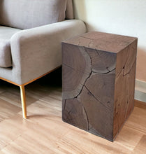 Load image into Gallery viewer, 20" Distressed Solid Wood Square End Table - Dark Brown
