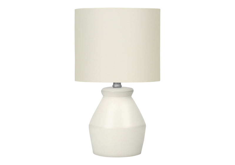Ceramic Geometric Table Lamp With Drum Shade - Cream