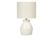 Load image into Gallery viewer, Ceramic Geometric Table Lamp With Drum Shade - Cream
