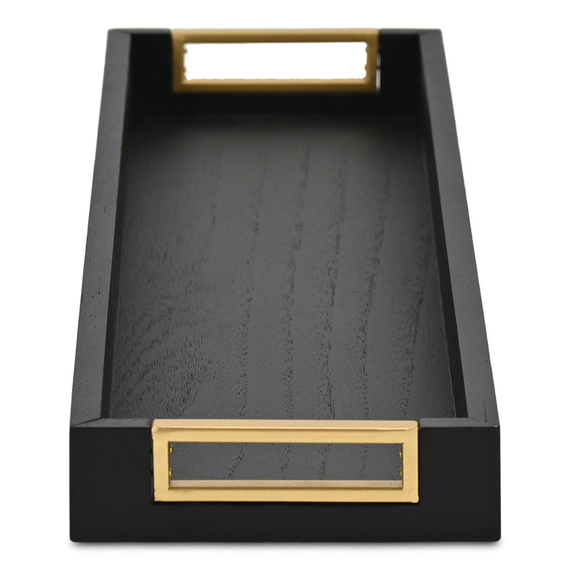 24" Solid Wood Handmade Vanity Tray With Handles - Black