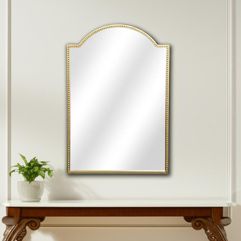 32" Metal Beaded Arch Accent Mirror - Gold