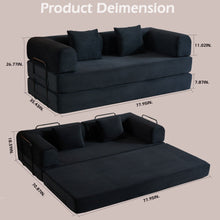 Load image into Gallery viewer, Convertible Sleeper Sofa Bed With Cylindrical Pillow, With Fixed Shape Frame
