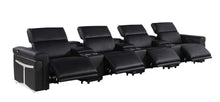 Load image into Gallery viewer, Top Grain Leather Reclining Metal USB Sofa (720373) - Black
