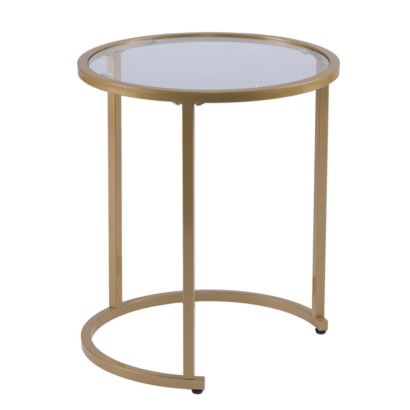 Glass Round Nested Tables (Set of 2) - Gold