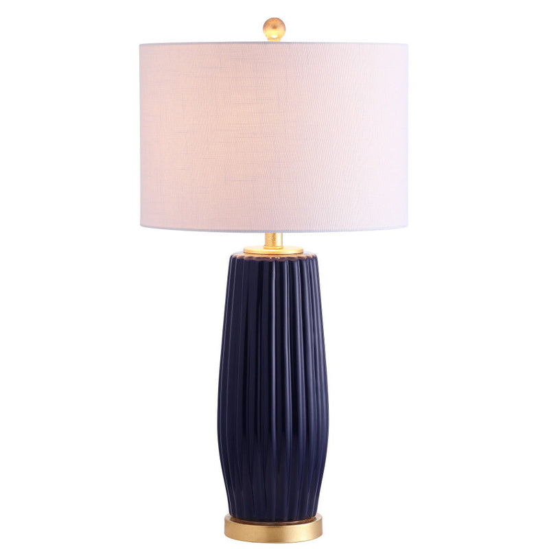 Table Lamp With Drum Shade - Navy Blue