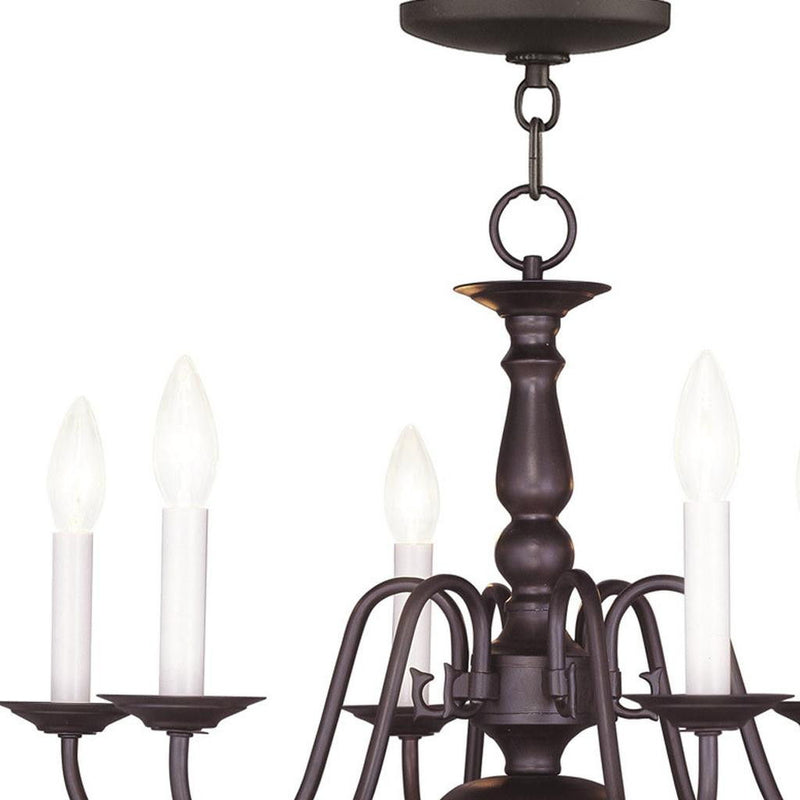 18'' Six Light Dimmable Chandelier With Shades - Bronze
