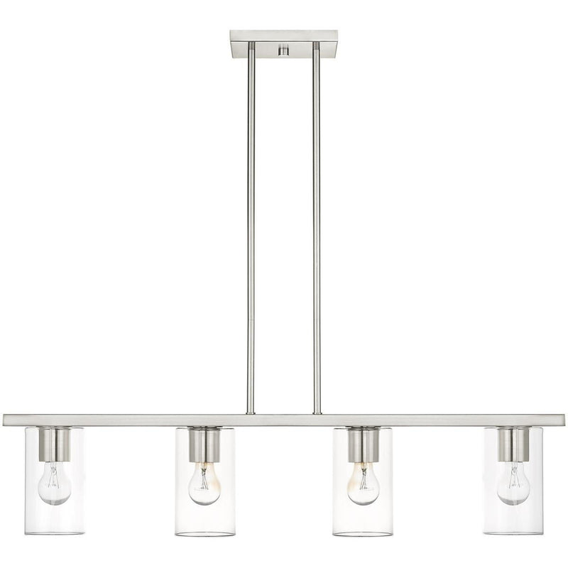 15'' Four Light Dimmable Chandelier With Shades - Nickel
