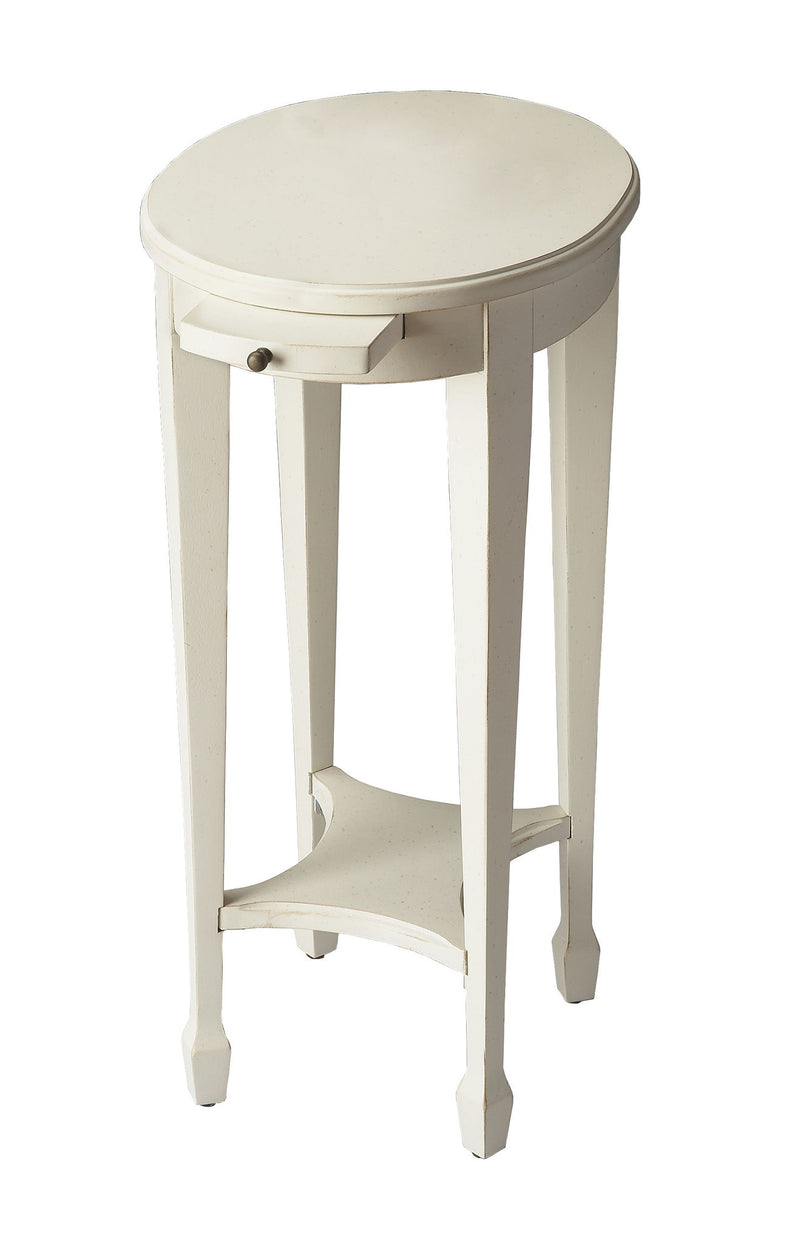 Oval End Table With Shelf - White